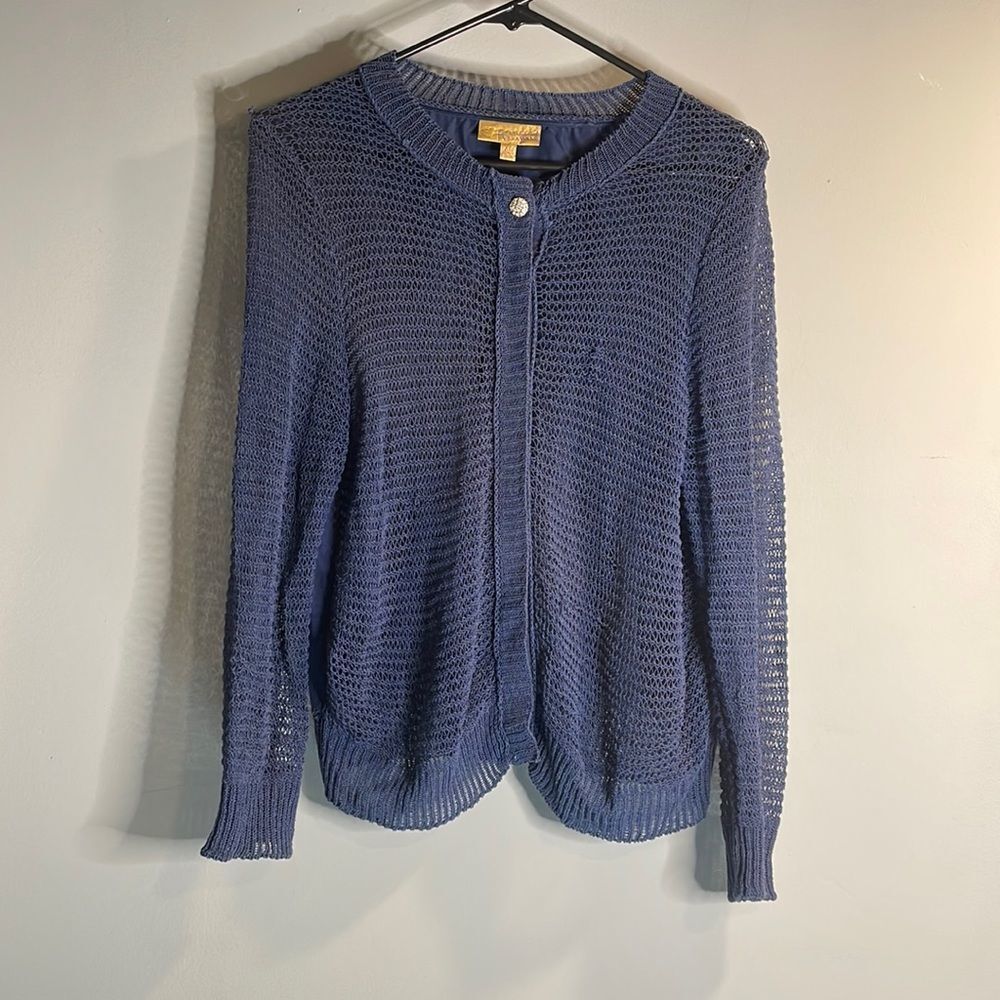 Princess Vera Wang Navy Chain Male Knit Cardigan